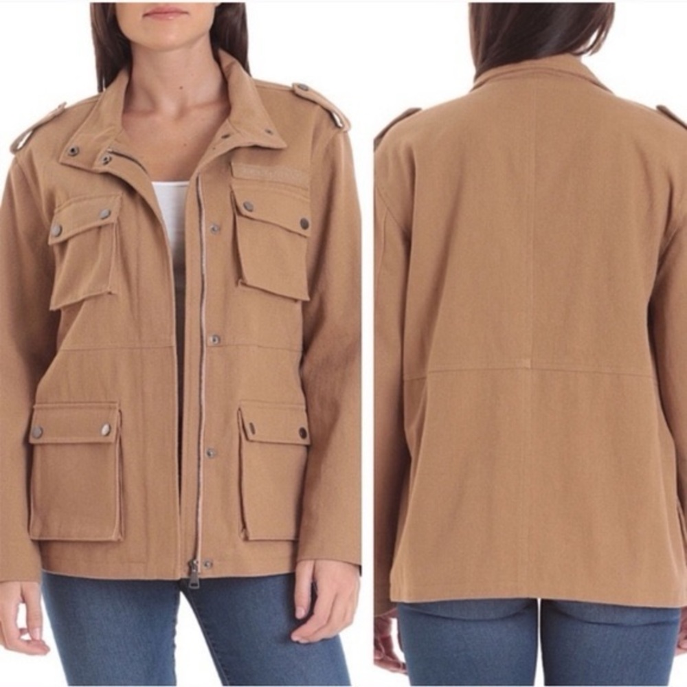 Avec Les Filles Washed Cotton Field Utility Jacket Tan Khaki Plus Size 2X - Picture 2 of 15
